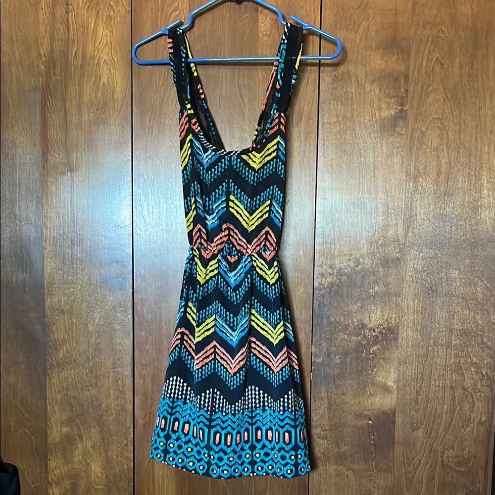 Ambiance Blue and Black V-Neck Sundress